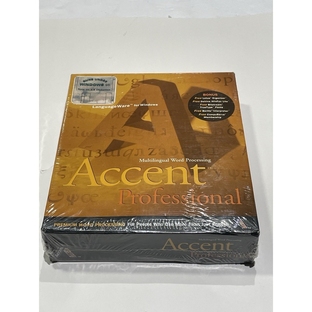 Accent Professional V2.0 Multilingual Word Processor Vintage Windows 95 Sealed